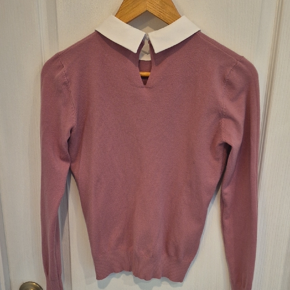 Vila Milano Embellished Collar Pink Crewneck Sweater - Picture 5 of 7